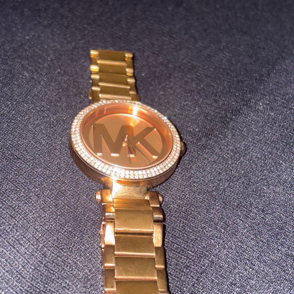 Michael Kors Rose Gold Parker Watch with Crystal Bezel